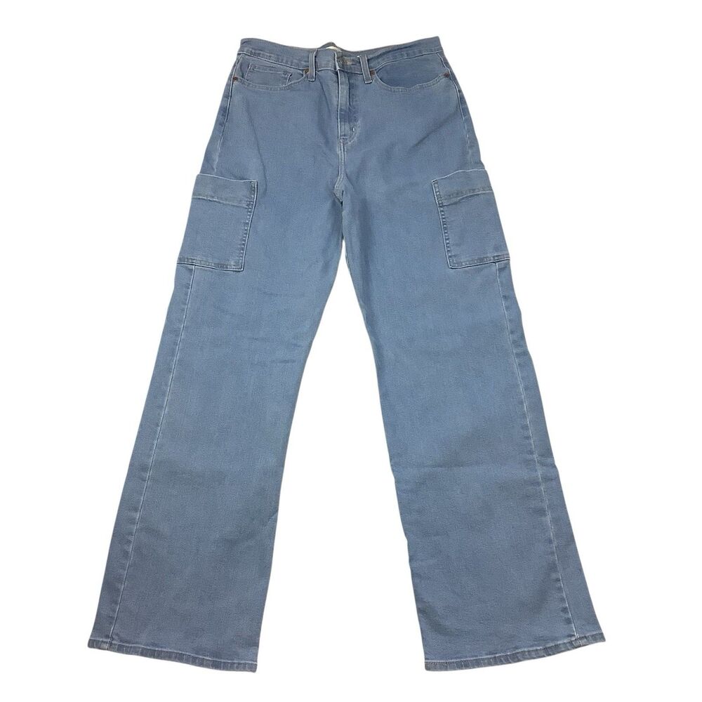 Levi Strauss Heritage High Rise Loose Straight Jeans Light Wash Women 10 Cargo